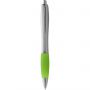 Nash ballpoint pen with silver barrel with coloured grip, Silver,Lime green