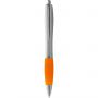Nash ballpoint pen with silver barrel with coloured grip, Silver,Orange