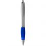 Nash ballpoint pen with silver barrel with coloured grip, Silver,Royal blue