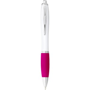 Nash ballpoint pen with white barrel and coloured grip, White,Pink (Plastic pen)