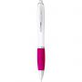 Nash ballpoint pen with white barrel and coloured grip, White,Pink