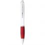 Nash ballpoint pen with white barrel and coloured grip, White,Red
