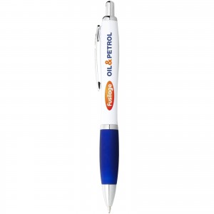 Nash ballpoint pen with white barrel and coloured grip, White,Royal blue (Plastic pen)