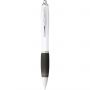 Nash ballpoint pen with white barrel and coloured grip, White, solid black