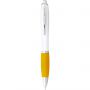 Nash ballpoint pen with white barrel and coloured grip, White,Yellow