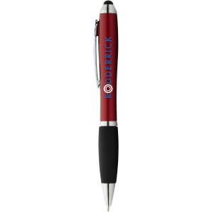 Nash coloured stylus ballpoint pen with black grip, Red, solid black (Plastic pen)
