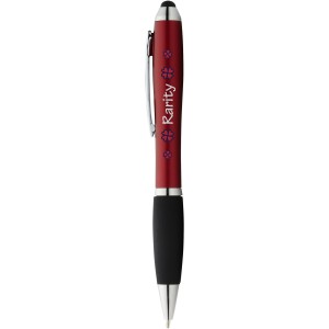 Nash coloured stylus ballpoint pen with black grip, Red, solid black (Plastic pen)