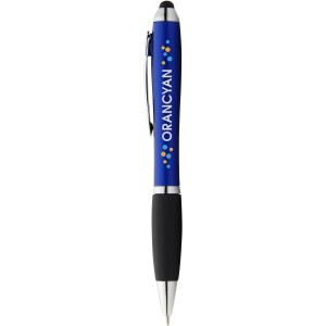 Nash coloured stylus ballpoint pen with black grip, Royal blue, solid black (Plastic pen)