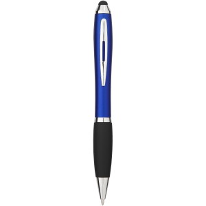 Nash coloured stylus ballpoint pen with black grip, Royal blue, solid black (Plastic pen)