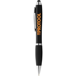 Nash coloured stylus ballpoint pen with black grip, solid black (Plastic pen)