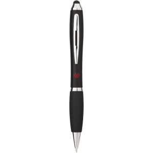 Nash coloured stylus ballpoint pen with black grip, solid black (Plastic pen)