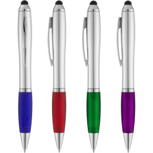 Nash stylus ballpoint with coloured grip, Silver,Green (Plastic pen)