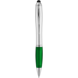 Nash stylus ballpoint with coloured grip, Silver,Green (Plastic pen)