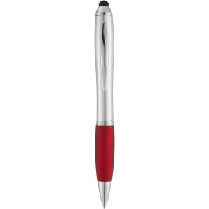 Nash stylus ballpoint with coloured grip, Silver,Red (Plastic pen)