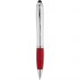 Nash stylus ballpoint with coloured grip, Silver,Red