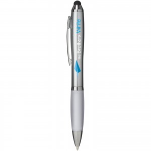 Nash stylus ballpoint with coloured grip, White (Plastic pen)