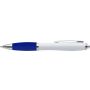 Plastic ballpen with coloured rubber grip, blue ink, blue
