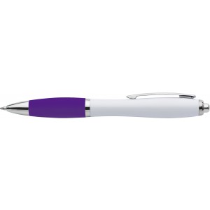 Plastic ballpen with coloured rubber grip, blue ink, purple (Plastic pen)