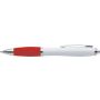 Plastic ballpen with coloured rubber grip, blue ink, red