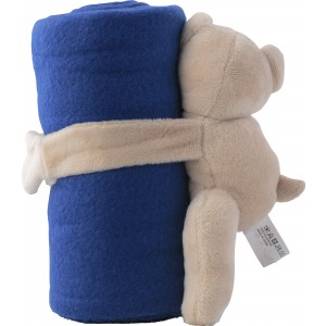 Plush toy bear with fleece blanket Owen, cobalt blue (Blanket)