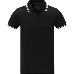 Amarago short sleeve men?s tipping polo, Solid black (Polo shirt, 90-100% cotton)