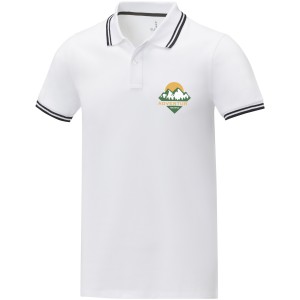 Amarago short sleeve men?s tipping polo, White (Polo shirt, 90-100% cotton)
