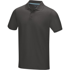 Graphite short sleeve men's GOTS organic polo, Storm grey (Polo shirt, 90-100% cotton)