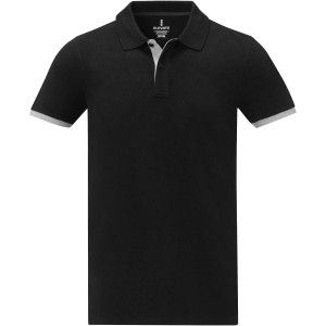 Morgan short sleeve men?s duotone polo, Solid black (Polo shirt, 90-100% cotton)