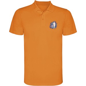 Monzha short sleeve men's sports polo, Fluor Orange (Polo short, mixed fiber, synthetic)