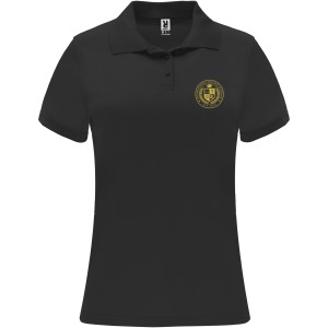 Monzha short sleeve women's sports polo, Solid black (Polo short, mixed fiber, synthetic)