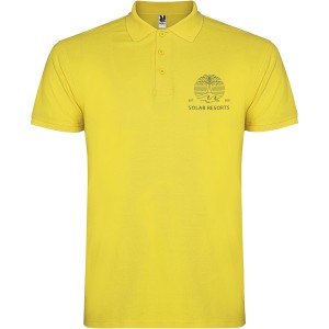 Star short sleeve men's polo, Yellow (Polo short, mixed fiber, synthetic)