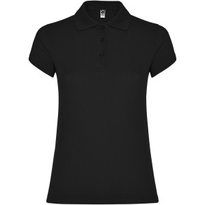 Star short sleeve women's polo, Solid black (Polo short, mixed fiber, synthetic)
