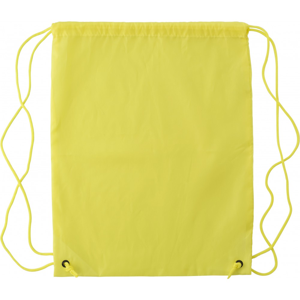 Printed Polyester (190T) drawstring backpack, yellow (Backpacks)