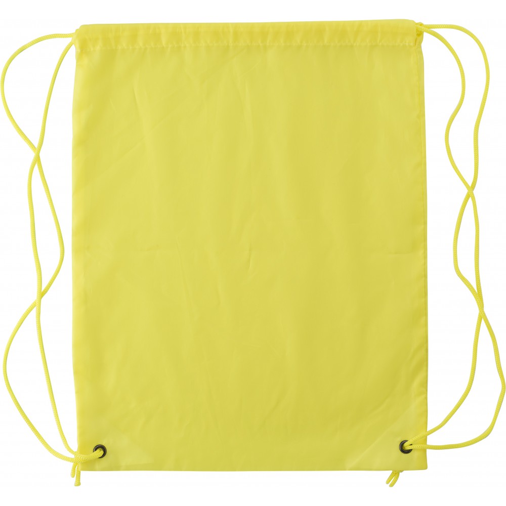Printed Polyester (190T) drawstring backpack, yellow (Backpacks)