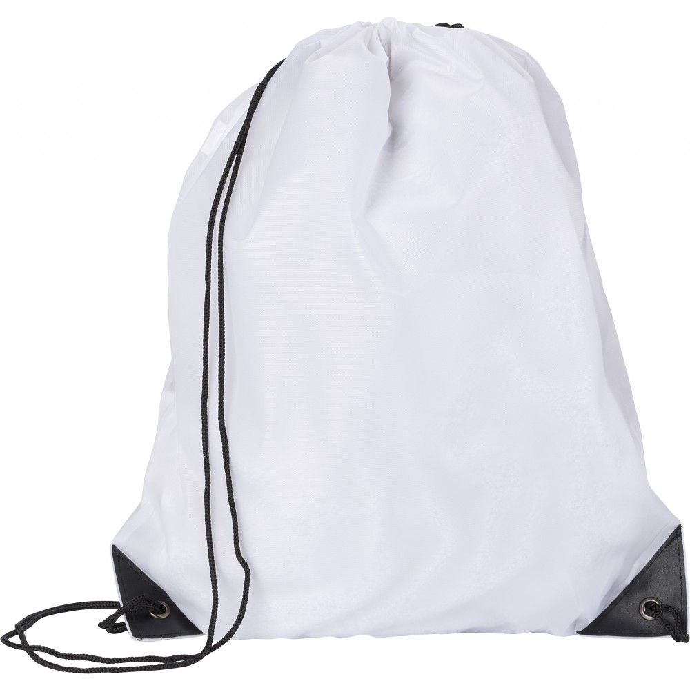 Printed Polyester (210D) drawstring backpack, white (Backpacks)