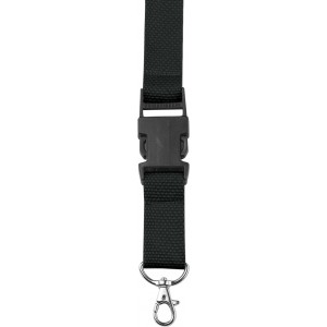 Polyester (300D) lanyard and key holder Bobbi, black (Lanyard, armband, badge holder)