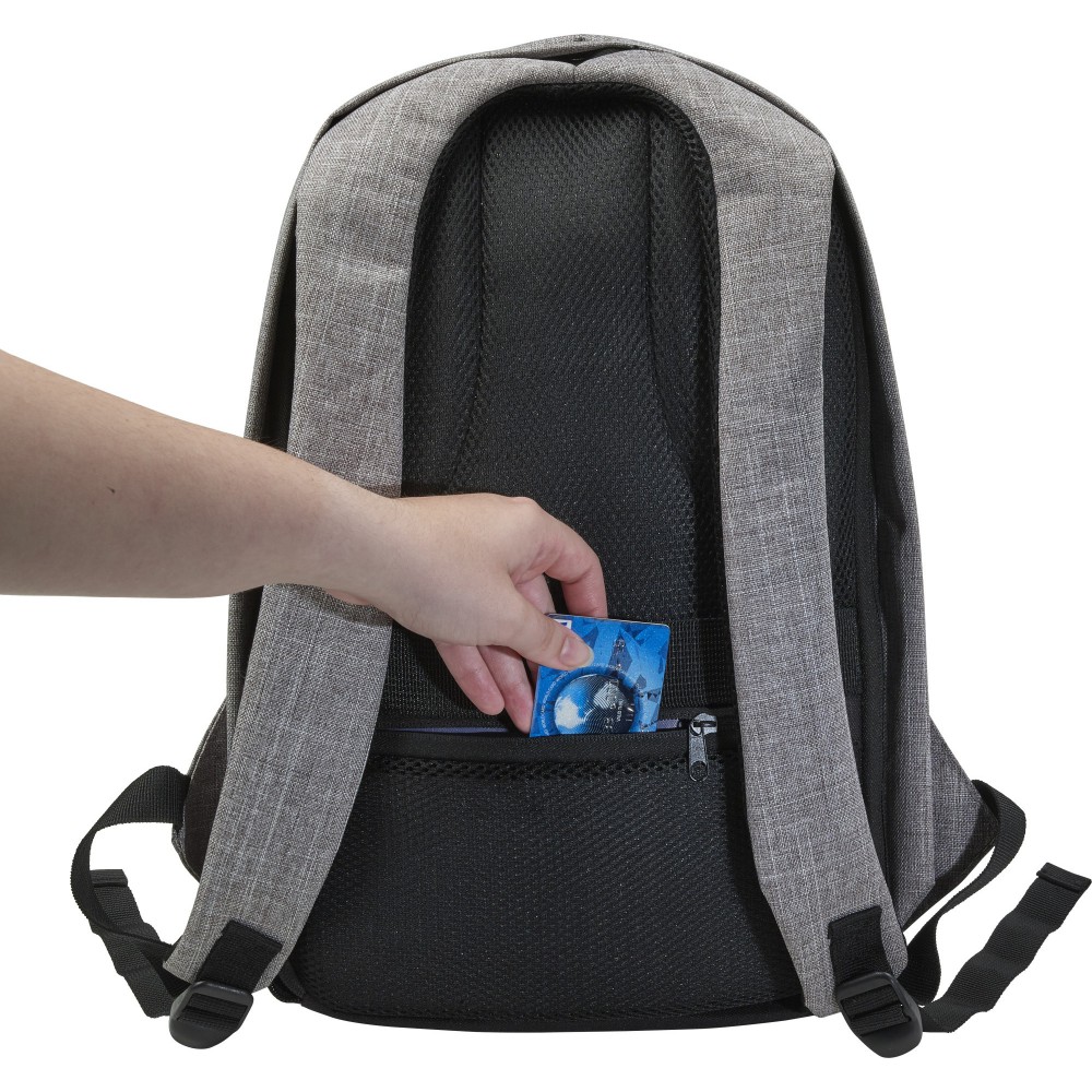 Printed Polyester (600D) anti-theft backpack, light grey (Backpacks)