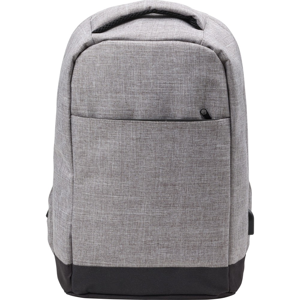 Printed Polyester (600D) antitheft backpack, light grey (Backpacks)