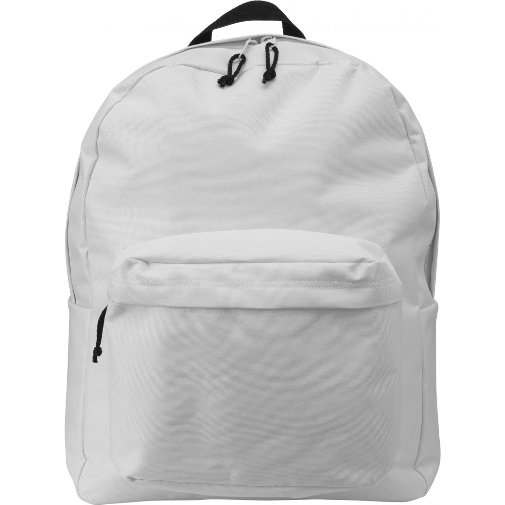 Printed Polyester (600D) backpack, white (Backpacks)