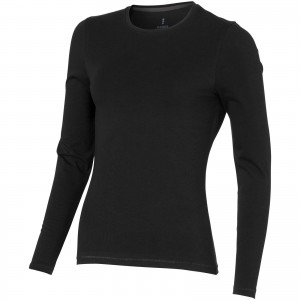 Ponoka long sleeve women's organic t-shirt, solid black (Long-sleeved shirt)