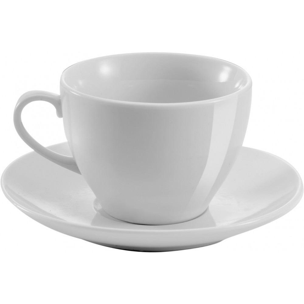 Printed Porcelain cup and saucer (230ml), white (Mugs)
