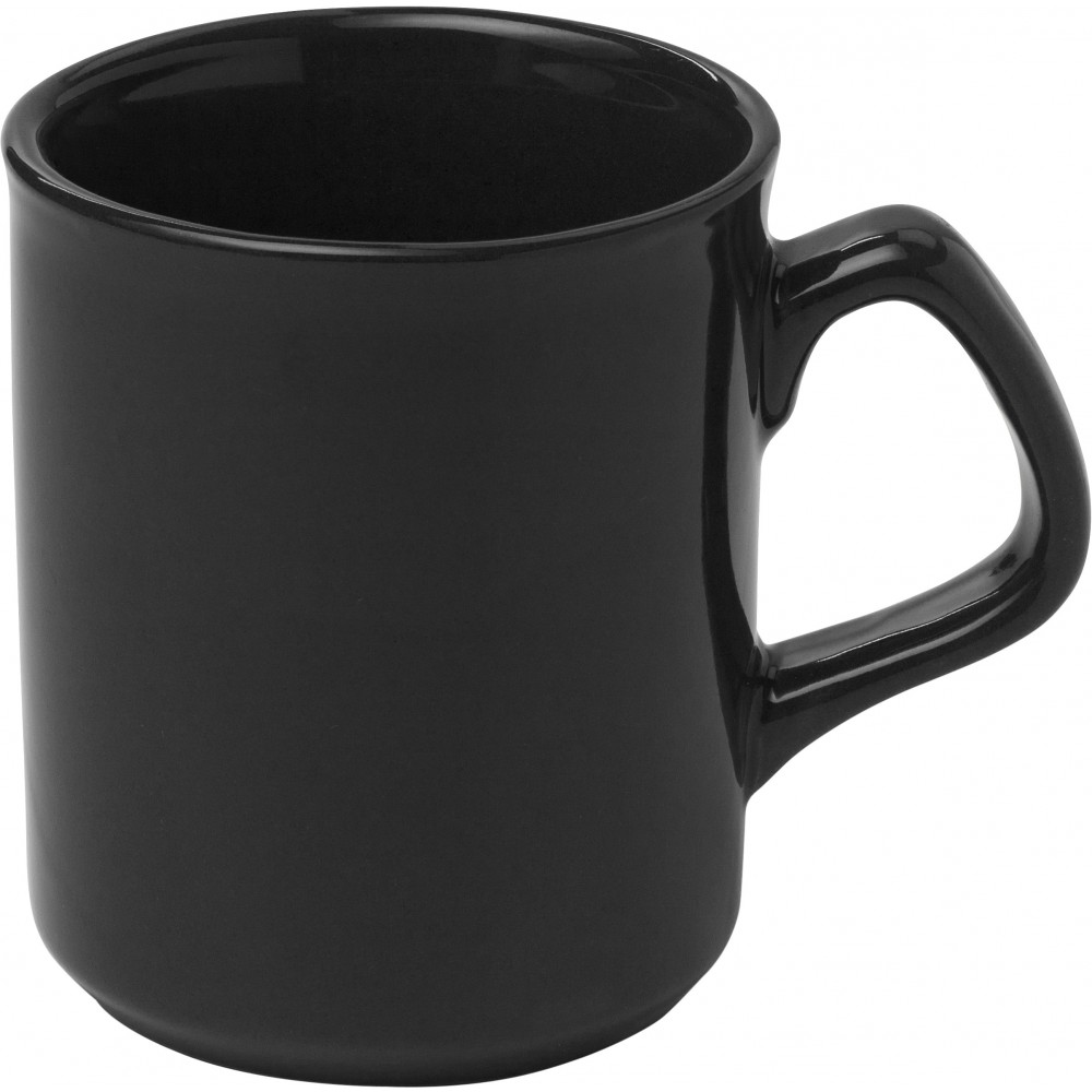 Printed Porcelain mug (250ml), black (Mugs)