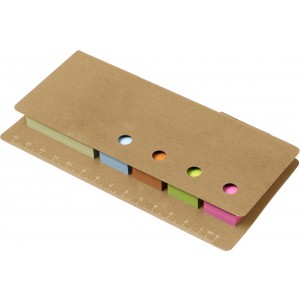Cardboard memo holder with ruler Riva, brown (Sticky notes)