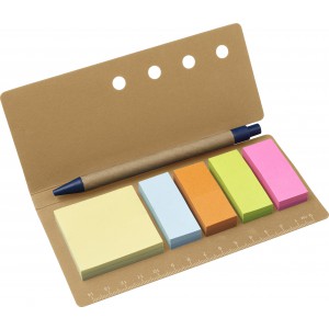 Cardboard memo holder with ruler Riva, brown (Sticky notes)