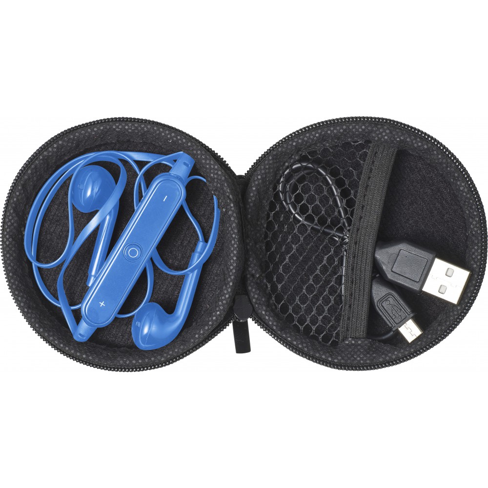 Pouch with inear earphones, cobalt blue (Earphones, headphones