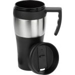 PP and stainless steel travel mug Karina, black/silver (3481-50)