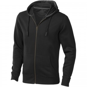 Arora hooded full zip sweater, solid black (Pullovers)