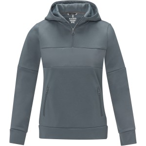 Elevate Sayan women's half zip anorak hooded sweater, Steel grey (Pullovers)