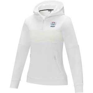 Elevate Sayan women's half zip anorak hooded sweater, White (Pullovers)