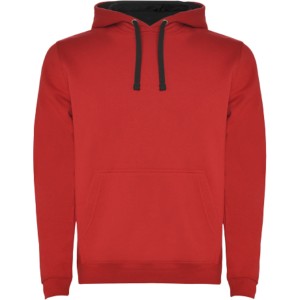 Urban men's hoodie, Red, Solid black (Pullovers)